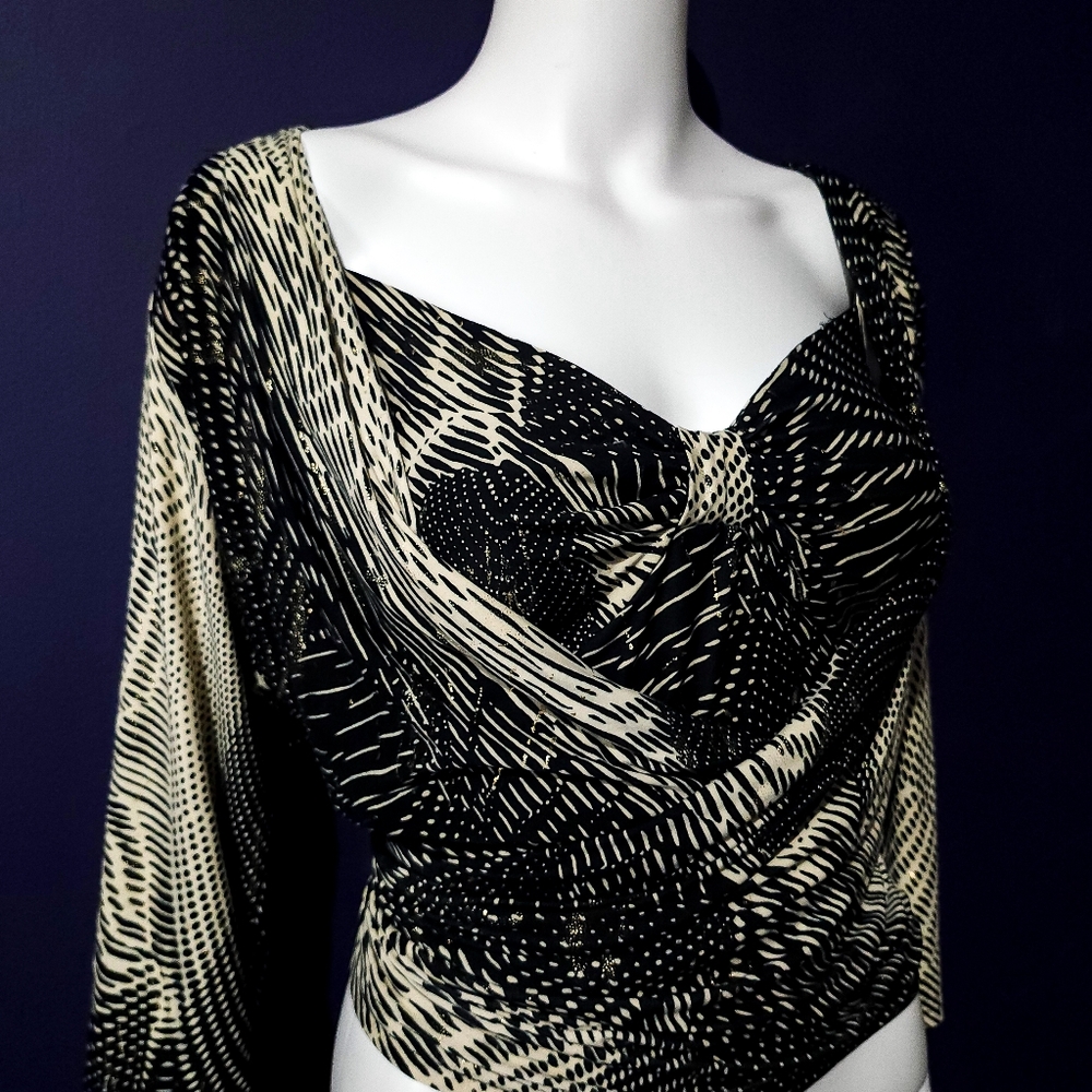🖤 Vintage Y2K Drape Front Abstract Top (M)True early-2000s glam